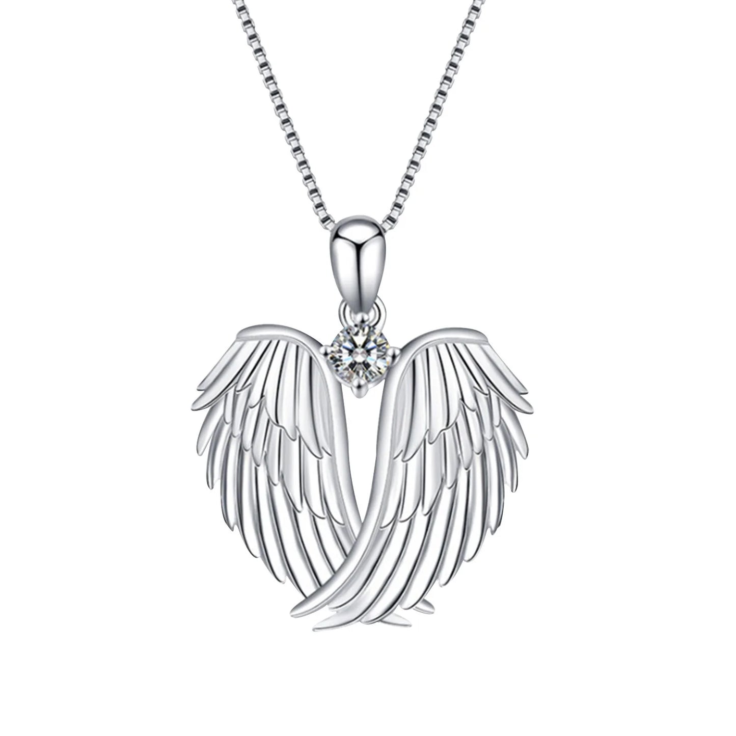 Women Angel Wings Necklace 925 Silver Guardian Angel Wings Pendant Birthstone Necklace for Women Jewelry Gift
