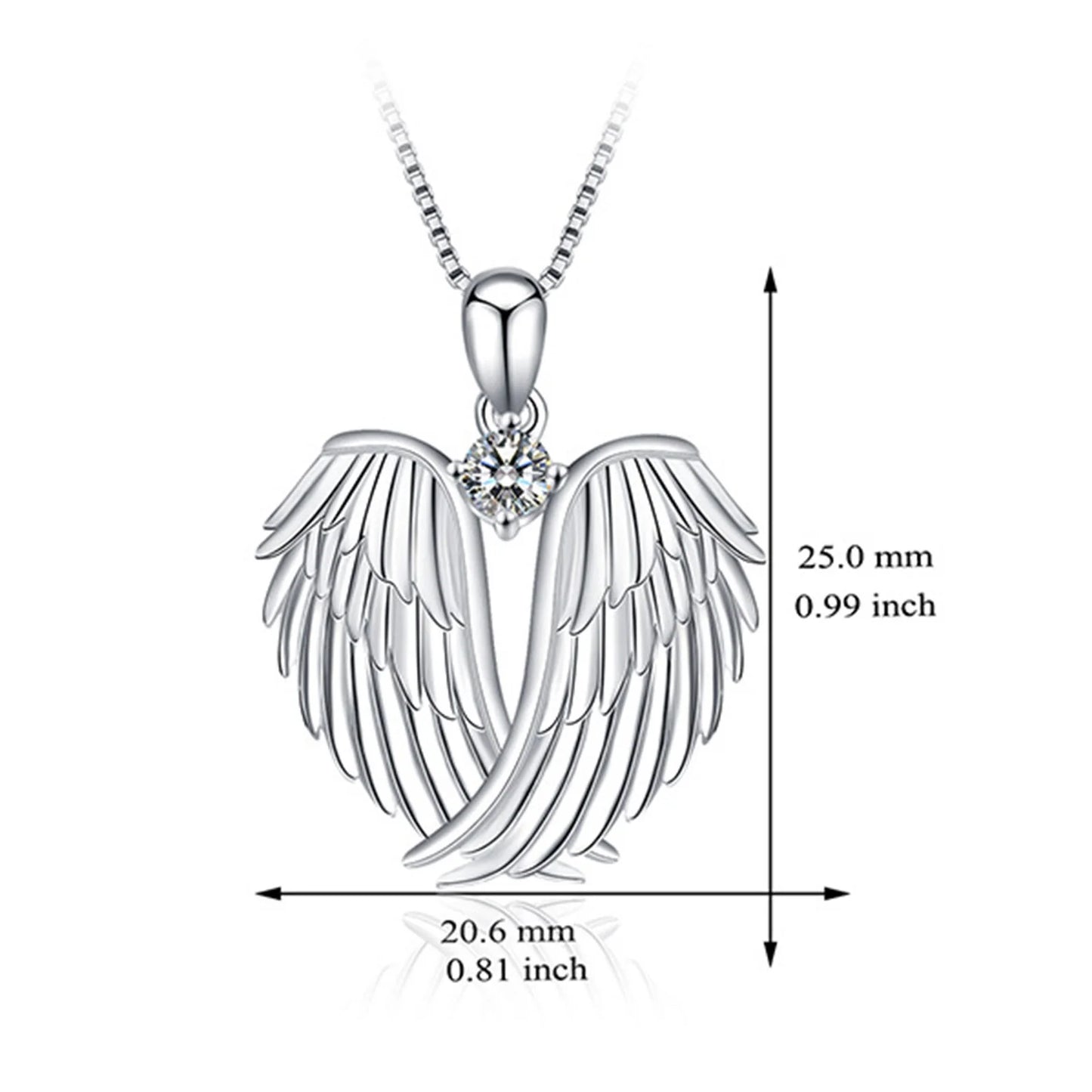 Women Angel Wings Necklace 925 Silver Guardian Angel Wings Pendant Birthstone Necklace for Women Jewelry Gift