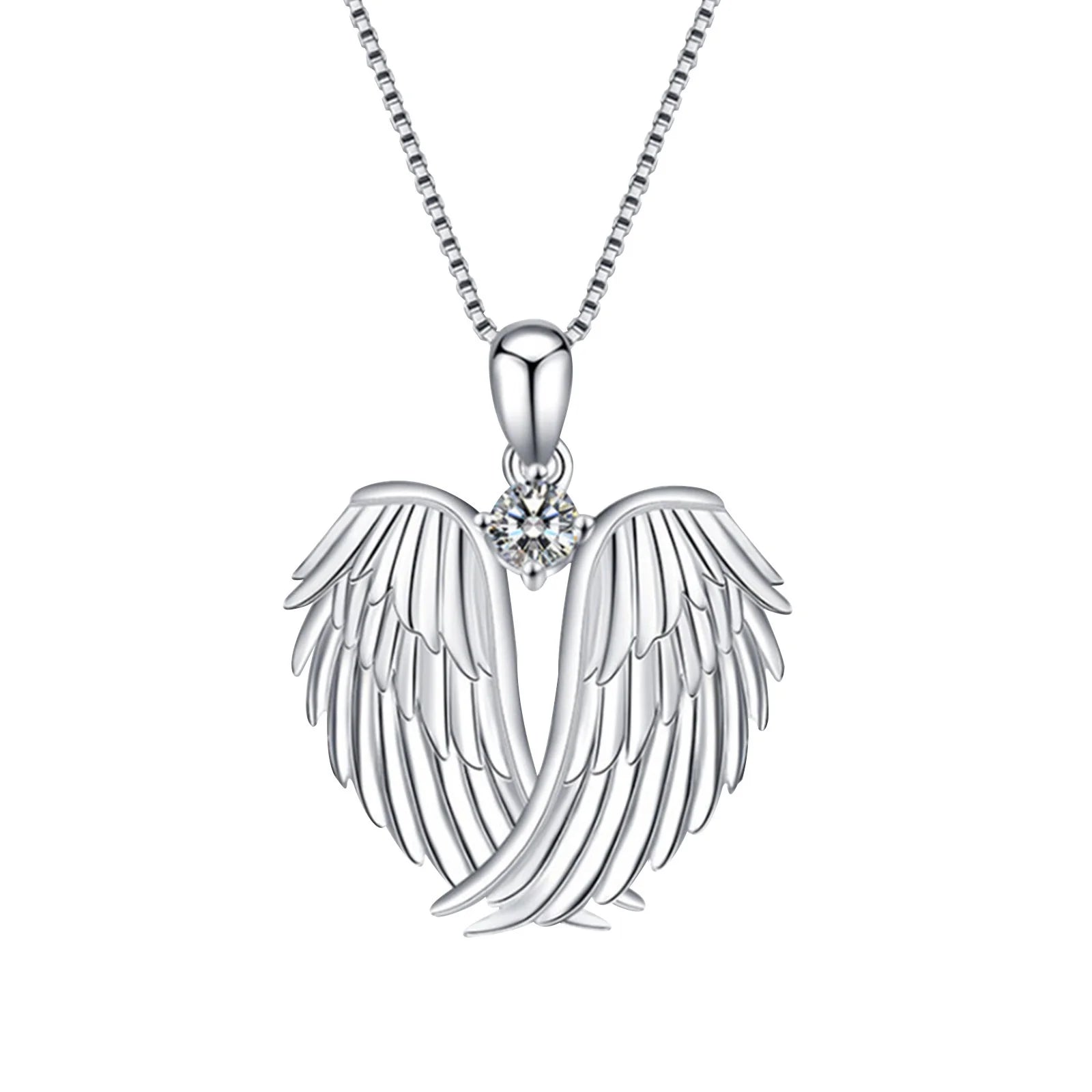Women Angel Wings Necklace 925 Silver Guardian Angel Wings Pendant Birthstone Necklace for Women Jewelry Gift