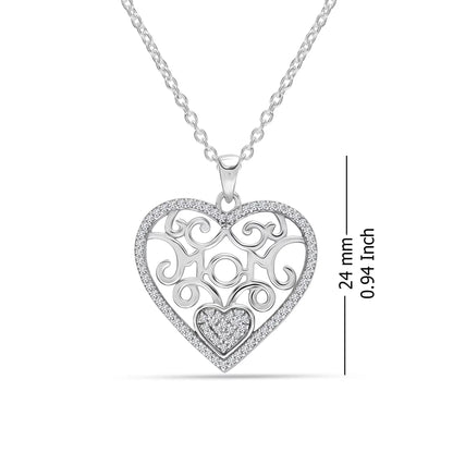 LeCalla 925 Sterling Silver Light-Weight CZ Filigree Heart Pendant Necklace Jewelry Gifts for Women 18" Inch